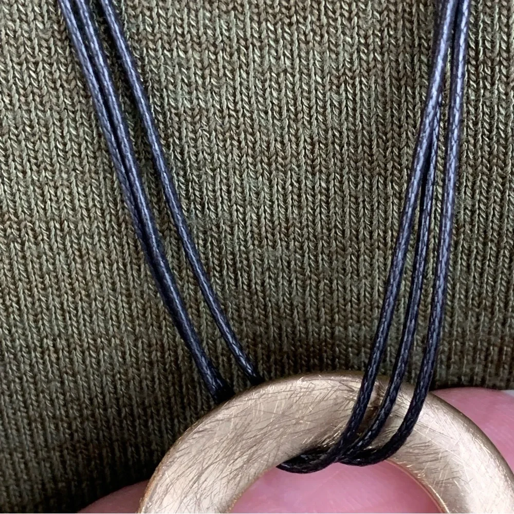 Brushed Gold Ring Circle Of Life Multi Cord Necklace Neutral Minimalist
